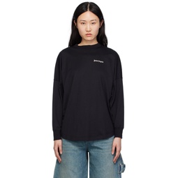 Black Embroidered Long Sleeve T Shirt 241695F110005