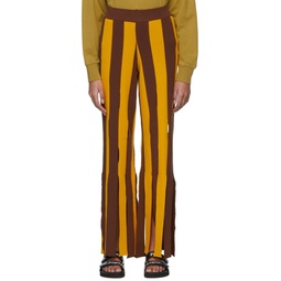 Yellow   Brown Viscose Lounge Pants 221695F086035