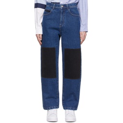 Blue Paneled Jeans 221338M186000