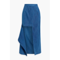 Inhale asymmetric denim maxi skirt