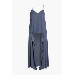 Inhale asymmetric draped satin-crepe camisole