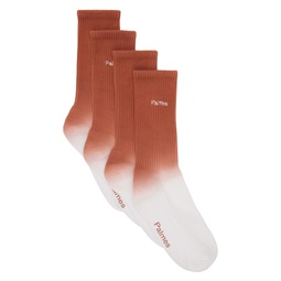 Two Pack Orange Stained Socks 241963M220002
