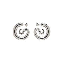 Silver Diamond Serpent Hoop Earrings 241340F022008