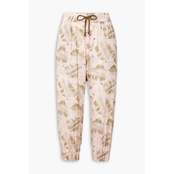 Cropped printed voile track pants