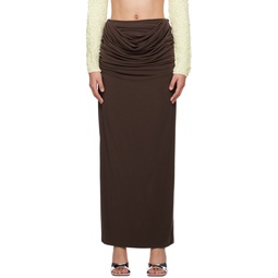 Brown Draped Maxi Skirt 231438F093001
