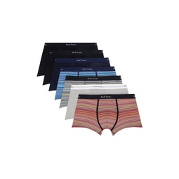 Seven Pack Multicolor Signature Stripe And Plain Boxers 241260M216026