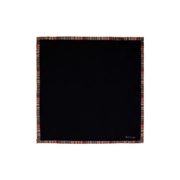 Black Signature Stripe Pocket Square 241260M149002