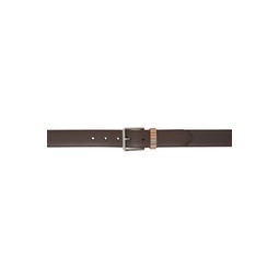Brown Leather Signature Stripe Keeper Belt 241260M131004