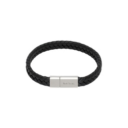 Black Braided Leather Bracelet 241260M142003