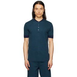 Blue   Black Striped T Shirt 231260M213020