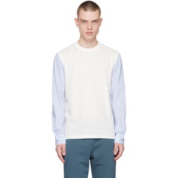 White Paneled Long Sleeve T Shirt 231260M213011