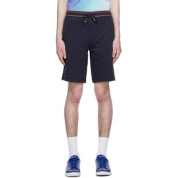 Blue Jacquard Shorts 231260M193021