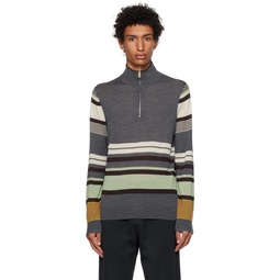 Gray Stripe Sweater 232260M202004