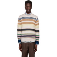 Beige Striped Sweater 231260M201001