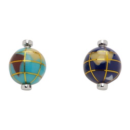 Silver & Blue Globe Cuff Links 241260M143014