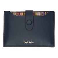 Blue Signature Stripe Pull-Out Card Holder 241260M163009