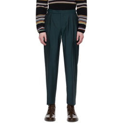Green Pleated Trousers 241260M191000