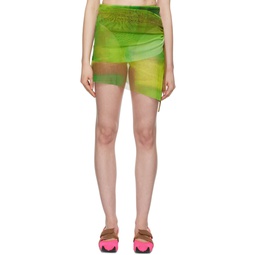 Green Layered Miniskirt 231427F090013