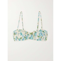 PEONY + NET SUSTAIN ruched floral-print stretch-ECONYL bikini top