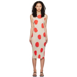 Off-White & Red Bean Dots Midi Dress 241941F055005