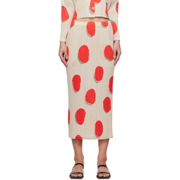 Off-White & Red Bean Dots Midi Skirt 241941F092011