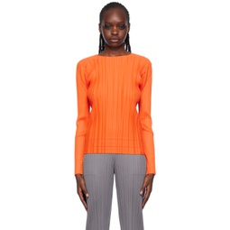 Orange Soft Pleats Long Sleeve T-Shirt 241941F110003