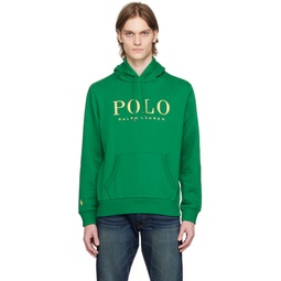 Green Embroidered Hoodie 231213M204024