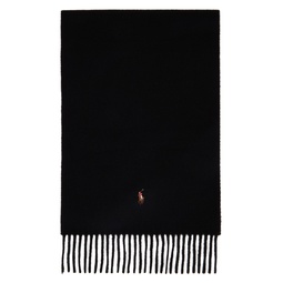 Black Embroidered Scarf 222213M150016