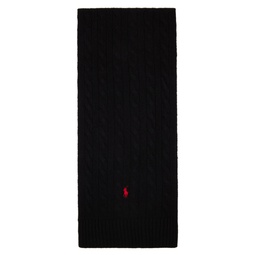 Black Classic Cable Scarf 222213M150014