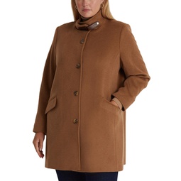 Womens Plus Size Buckle-Collar Coat