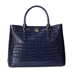 Embossed Leather Large Marcy Satchel