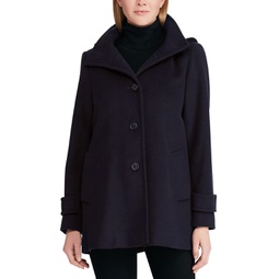 Womens Hooded Wool Blend Walker Coat