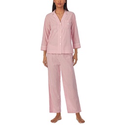 Womens 2-Pc. 3/4-Sleeve Printed Pajamas Set