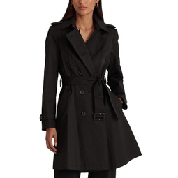Womens Belted Water-Resistant Trench Coat
