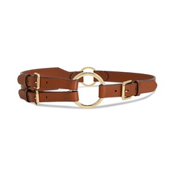 Womens Tri-Strap O-Ring Leather Belt