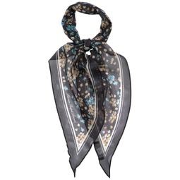 floral diamond with stripe border scarf