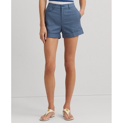 Womens Pleated Double-Faced Cotton Short
