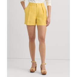 Womens Pleated High-Rise Shorts