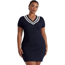 Womens LAUREN Ralph Lauren Plus Size Cotton-Blend Cricket Sweaterdress