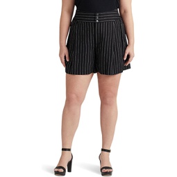 Womens LAUREN Ralph Lauren Plus Size Pinstripe Pleated Linen Shorts