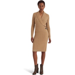 Womens LAUREN Ralph Lauren Cable-Knit Buckle-Trim Sweater Dress
