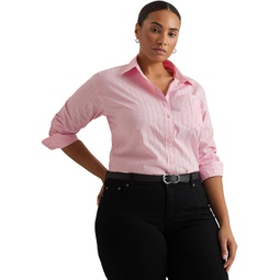 Womens LAUREN Ralph Lauren Plus-Size Relaxed Fit Striped Broadcloth Shirt