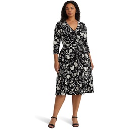Womens LAUREN Ralph Lauren Plus-Size Floral Surplice Jersey Dress