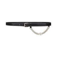 LAUREN Ralph Lauren Logo-Chain Lizard-Embossed Skinny Belt