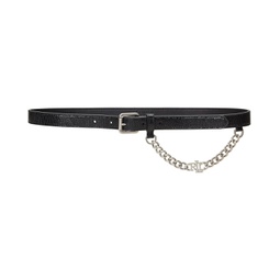 LAUREN Ralph Lauren Logo-Chain Lizard-Embossed Skinny Belt