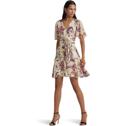 LAUREN Ralph Lauren Floral Crinkle Georgette Surplice Dress