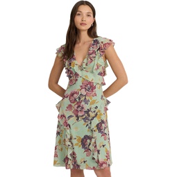 Womens LAUREN Ralph Lauren Floral Ruffle-Trim Georgette Dress