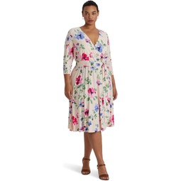 LAUREN Ralph Lauren Plus Size Floral Surplice Jersey Dress