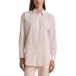 Womens LAUREN Ralph Lauren Oversize Striped Cotton Broadcloth Shirt