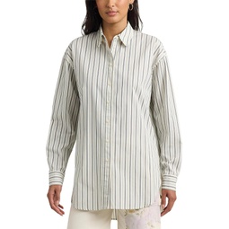 Womens LAUREN Ralph Lauren Striped Cotton Broadcloth Shirt